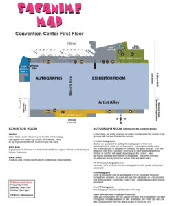 Map of the Vendors Hall nd Artist Alley